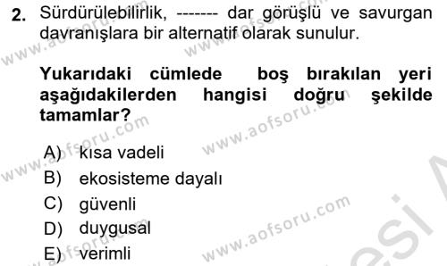 Toplumsal Yaşamda Aile Dersi 2023 - 2024 Yılı (Vize) Ara Sınavı 2. Soru