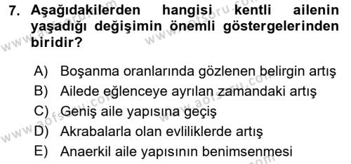 Toplumsal Yaşamda Aile Dersi 2023 - 2024 Yılı (Vize) Ara Sınavı 7. Soru