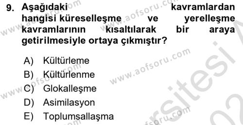 Toplumsal Yaşamda Aile Dersi 2023 - 2024 Yılı (Vize) Ara Sınavı 9. Soru