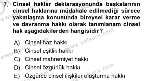 Aile Psikolojisi ve Eğitimi Dersi 2020 - 2021 Yılı Yaz Okulu Sınavı 7. Soru