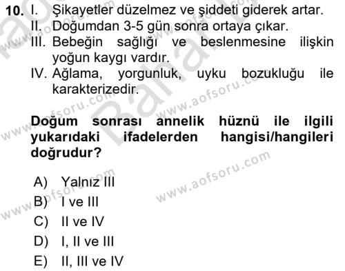 Aile Psikolojisi ve Eğitimi Dersi 2021 - 2022 Yılı (Final) Dönem Sonu Sınavı 10. Soru