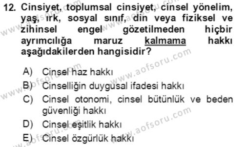 Aile Psikolojisi ve Eğitimi Dersi 2023 - 2024 Yılı (Vize) Ara Sınavı 12. Soru