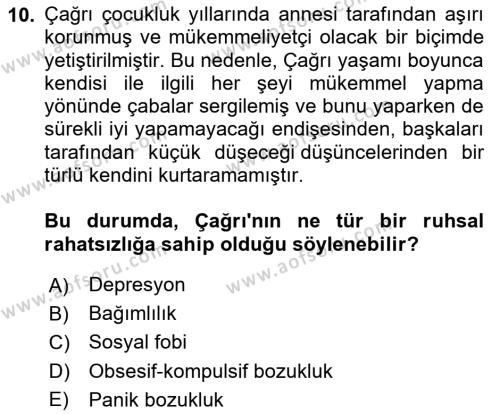 Aile Psikolojisi ve Eğitimi Dersi 2023 - 2024 Yılı (Final) Dönem Sonu Sınavı 10. Soru