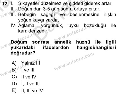 Aile Psikolojisi ve Eğitimi Dersi 2023 - 2024 Yılı (Final) Dönem Sonu Sınavı 12. Soru