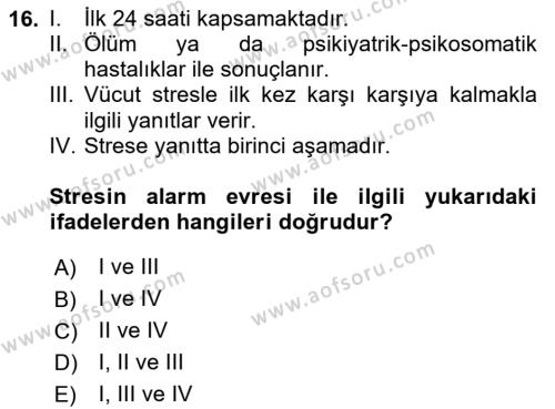 Aile Psikolojisi ve Eğitimi Dersi 2023 - 2024 Yılı Yaz Okulu Sınavı 16. Soru