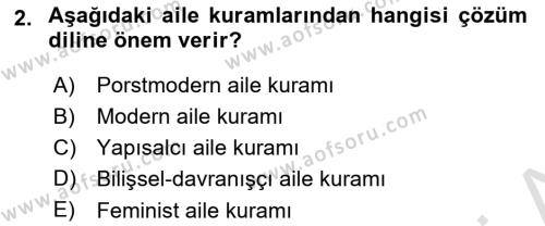 Aile Psikolojisi ve Eğitimi Dersi 2023 - 2024 Yılı Yaz Okulu Sınavı 2. Soru