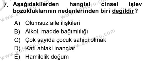 Aile Psikolojisi ve Eğitimi Dersi 2023 - 2024 Yılı Yaz Okulu Sınavı 7. Soru