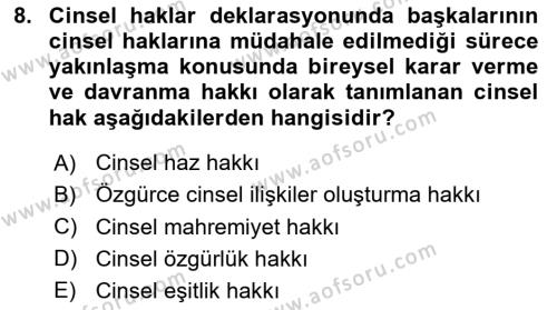 Aile Psikolojisi ve Eğitimi Dersi 2023 - 2024 Yılı Yaz Okulu Sınavı 8. Soru