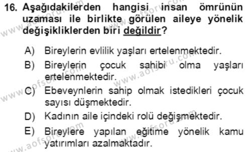 Aile Ekonomisi Dersi 2021 - 2022 Yılı (Vize) Ara Sınavı 16. Soru