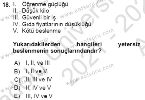 Aile Ekonomisi Dersi 2021 - 2022 Yılı (Vize) Ara Sınavı 18. Soru