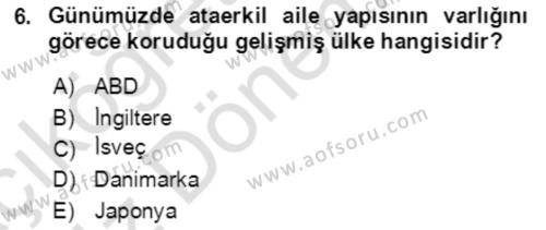 Aile Ekonomisi Dersi 2021 - 2022 Yılı (Vize) Ara Sınavı 6. Soru