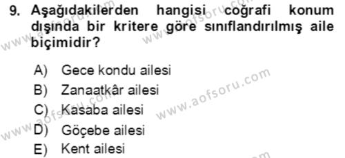 Aile Ekonomisi Dersi 2021 - 2022 Yılı (Vize) Ara Sınavı 9. Soru