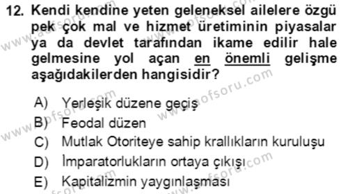 Aile Ekonomisi Dersi 2022 - 2023 Yılı (Vize) Ara Sınavı 12. Soru