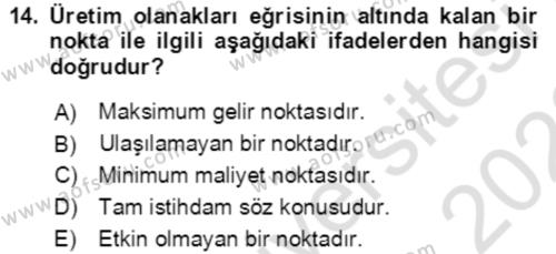 Aile Ekonomisi Dersi 2022 - 2023 Yılı (Vize) Ara Sınavı 14. Soru