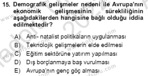 Aile Ekonomisi Dersi 2022 - 2023 Yılı (Vize) Ara Sınavı 15. Soru