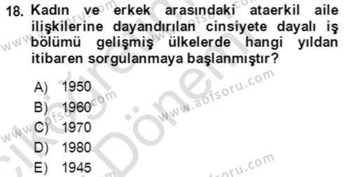 Aile Ekonomisi Dersi 2022 - 2023 Yılı (Vize) Ara Sınavı 18. Soru