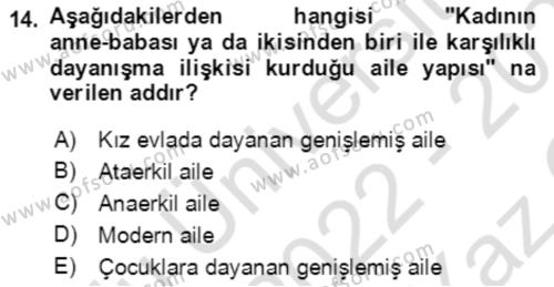 Aile Ekonomisi Dersi 2022 - 2023 Yılı Yaz Okulu Sınavı 14. Soru