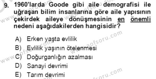 Aile Ekonomisi Dersi 2022 - 2023 Yılı Yaz Okulu Sınavı 9. Soru