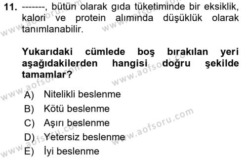 Aile Ekonomisi Dersi 2023 - 2024 Yılı (Vize) Ara Sınavı 11. Soru