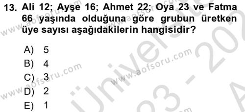 Aile Ekonomisi Dersi 2023 - 2024 Yılı (Vize) Ara Sınavı 13. Soru