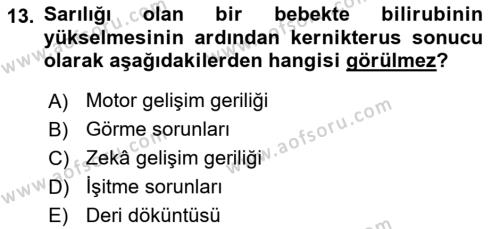 Aile Sağlığı Dersi 2020 - 2021 Yılı Yaz Okulu Sınavı 13. Soru