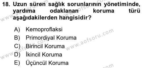 Aile Sağlığı Dersi 2020 - 2021 Yılı Yaz Okulu Sınavı 18. Soru