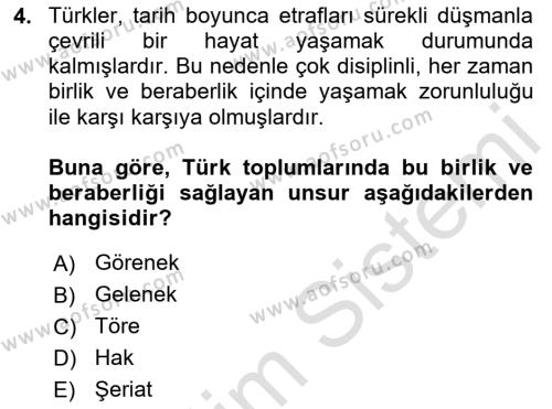 Aile Sağlığı Dersi 2020 - 2021 Yılı Yaz Okulu Sınavı 4. Soru