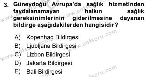 Aile Sağlığı Dersi 2023 - 2024 Yılı (Final) Dönem Sonu Sınavı 3. Soru