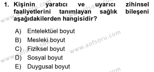 Aile Sağlığı Dersi 2023 - 2024 Yılı Yaz Okulu Sınavı 1. Soru