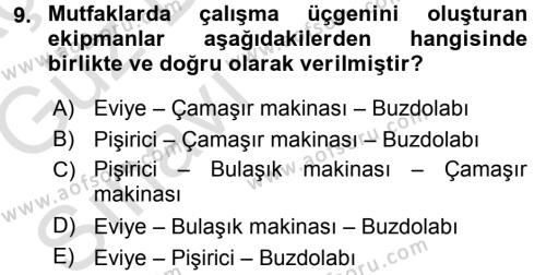 Yiyecek Üretim Temelleri Dersi 2016 - 2017 Yılı (Vize) Ara Sınavı 9. Soru