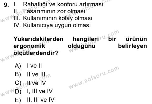 Sağlıklı Yaşam Dersi 2021 - 2022 Yılı (Vize) Ara Sınavı 9. Soru