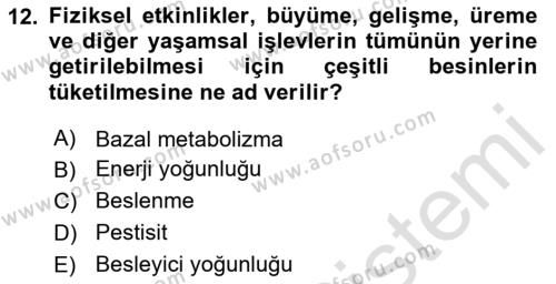 Sağlıklı Yaşam Dersi 2023 - 2024 Yılı (Vize) Ara Sınavı 12. Soru