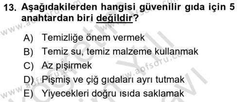 Sağlıklı Yaşam Dersi 2023 - 2024 Yılı (Vize) Ara Sınavı 13. Soru