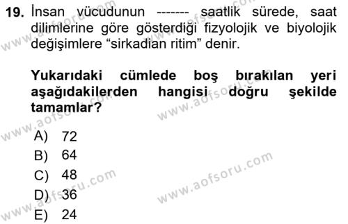 Sağlıklı Yaşam Dersi 2023 - 2024 Yılı (Vize) Ara Sınavı 19. Soru