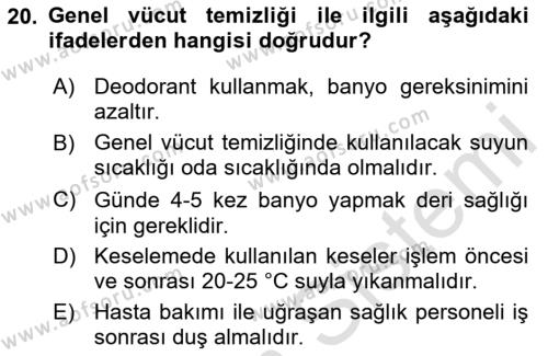 Sağlıklı Yaşam Dersi 2023 - 2024 Yılı (Vize) Ara Sınavı 20. Soru