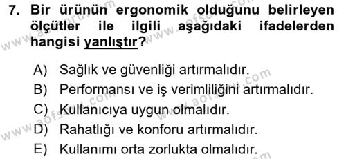 Sağlıklı Yaşam Dersi 2023 - 2024 Yılı (Vize) Ara Sınavı 7. Soru