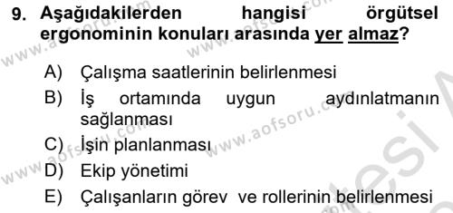 Sağlıklı Yaşam Dersi 2023 - 2024 Yılı (Vize) Ara Sınavı 9. Soru