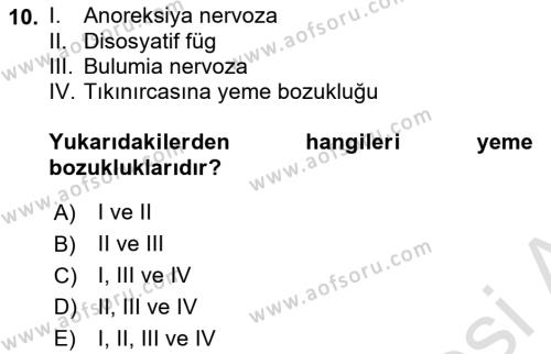 Sağlıklı Yaşam Dersi 2023 - 2024 Yılı (Final) Dönem Sonu Sınavı 10. Soru