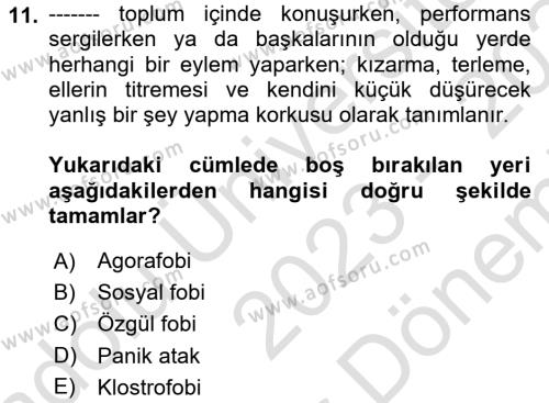 Sağlıklı Yaşam Dersi 2023 - 2024 Yılı (Final) Dönem Sonu Sınavı 11. Soru