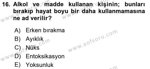 Sağlıklı Yaşam Dersi 2023 - 2024 Yılı (Final) Dönem Sonu Sınavı 16. Soru