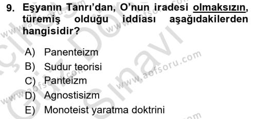 İlkçağ Felsefesi Dersi 2023 - 2024 Yılı (Final) Dönem Sonu Sınavı 9. Soru