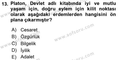 Etik Dersi 2021 - 2022 Yılı (Vize) Ara Sınavı 13. Soru