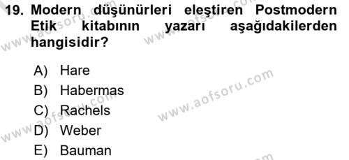 Etik Dersi 2022 - 2023 Yılı (Final) Dönem Sonu Sınavı 19. Soru