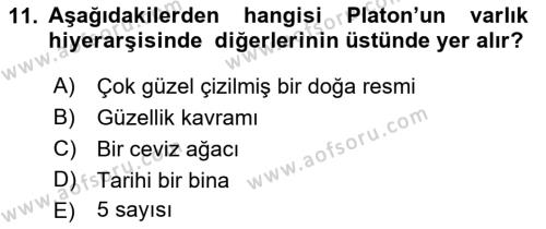 Epistemoloji Dersi 2019 - 2020 Yılı (Vize) Ara Sınavı 11. Soru