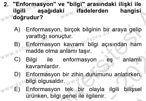 Epistemoloji Dersi 2021 - 2022 Yılı (Vize) Ara Sınavı 2. Soru