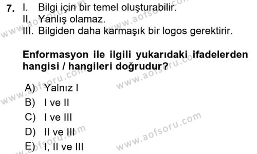 Epistemoloji Dersi 2022 - 2023 Yılı (Vize) Ara Sınavı 7. Soru