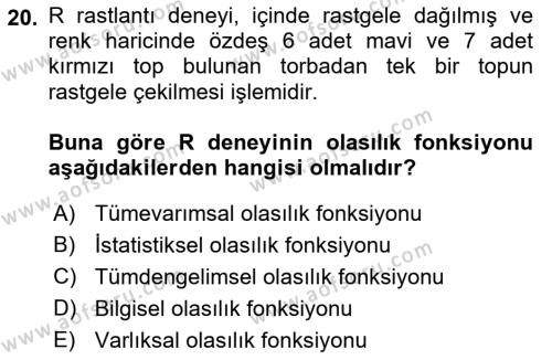 Bilim Felsefesi Dersi 2021 - 2022 Yılı (Vize) Ara Sınavı 20. Soru