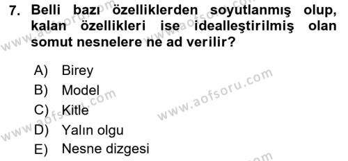 Bilim Felsefesi Dersi 2022 - 2023 Yılı (Vize) Ara Sınavı 7. Soru