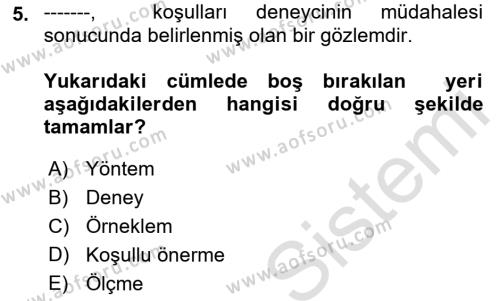 Bilim Felsefesi Dersi 2022 - 2023 Yılı (Final) Dönem Sonu Sınavı 5. Soru