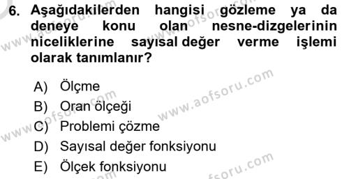 Bilim Felsefesi Dersi 2022 - 2023 Yılı Yaz Okulu Sınavı 6. Soru